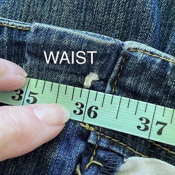 UPCYCLED Women’s size 10 Denim Jean Skirt Blue Handmade Art To Wear OOAK - Picture 8 of 9